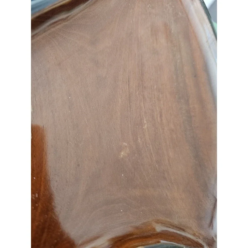 Vintage Wood Leaf Shaped Tray 2 Sections 17 Inches Long Made In Haiti